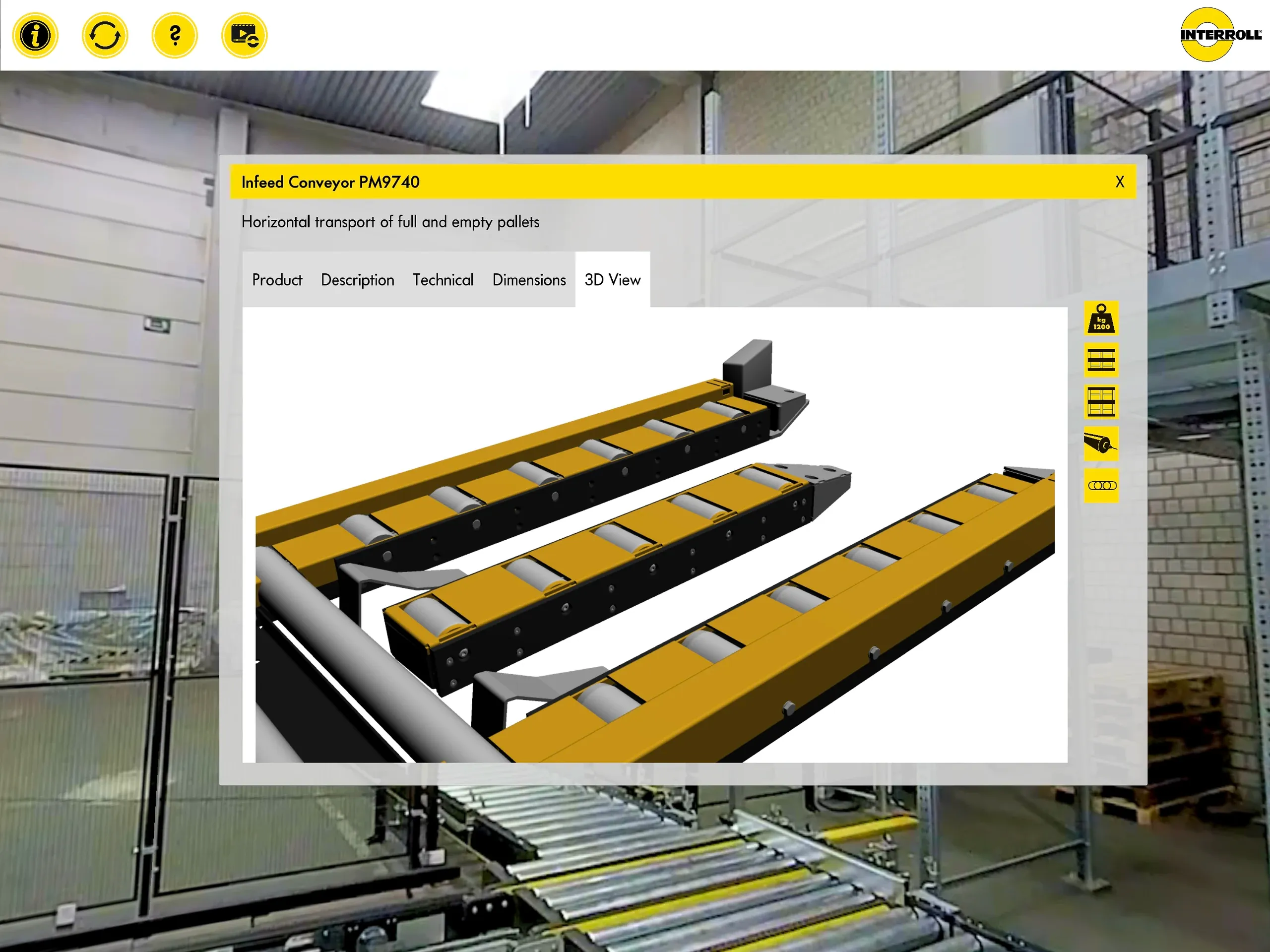 Complex systems like the Infeed Conveyor PM9740 can be intuitively rotated, zoomed and understood in detail.