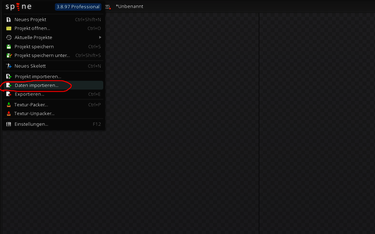 Import files into Spine application