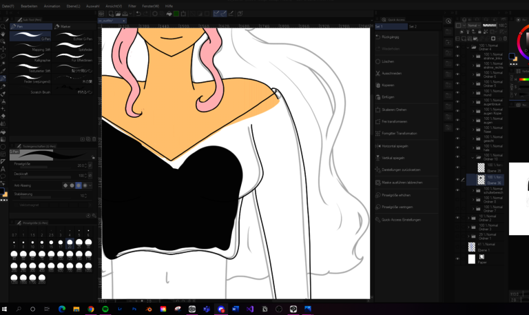 partially colored manga character in Photoshop