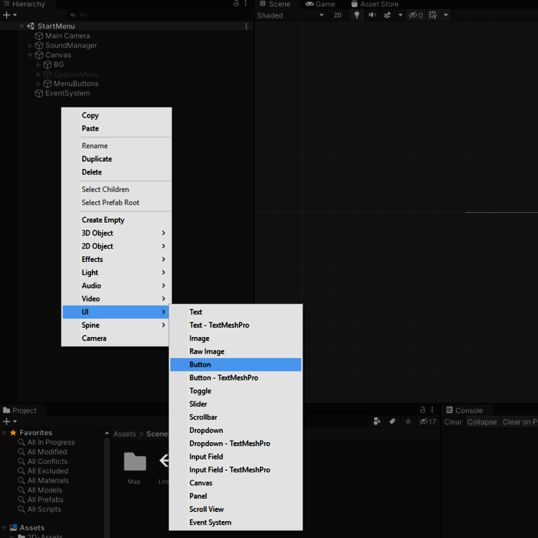 Erstellung-eines-Buttons-in-Unity Erstellung eines Buttons in Unity