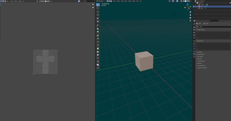 You can see the cube on the right and the unfolded cube on the left