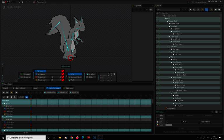 Animation view in Spine