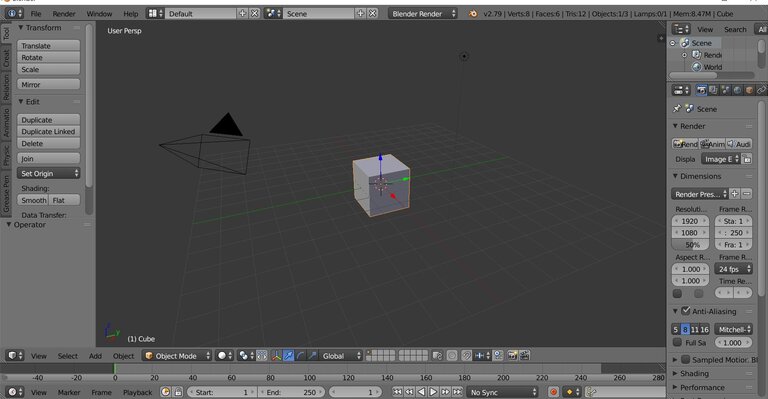 Workspace of Blender version 2.79.