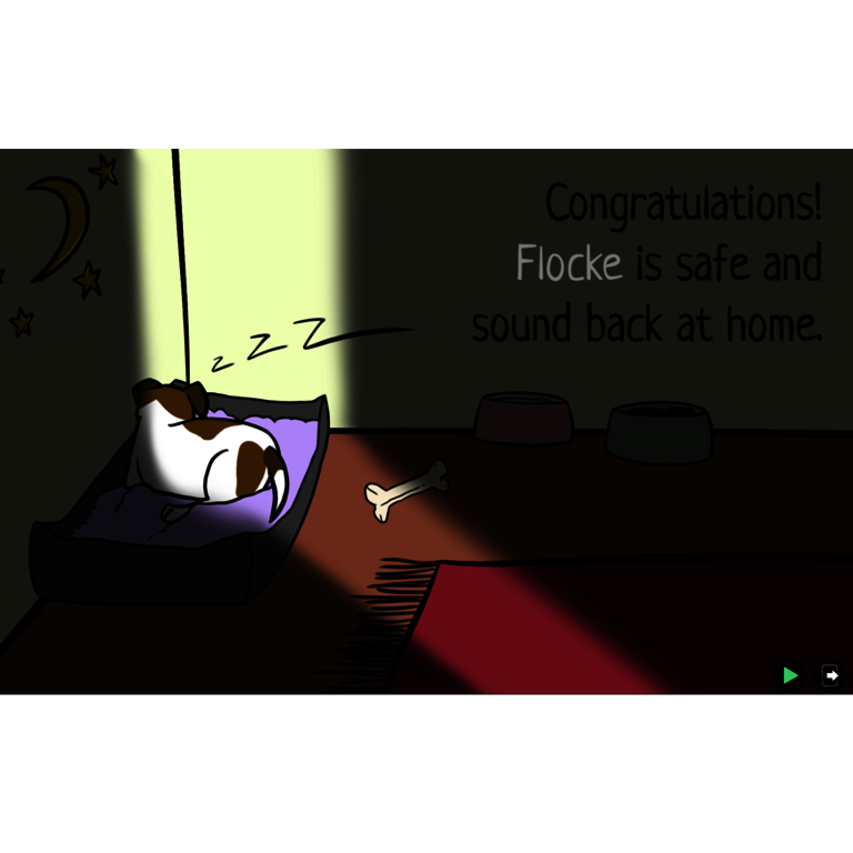 Win-Screen-des-Spiels Win Screen mit Flocke und Glückwunsch-Text