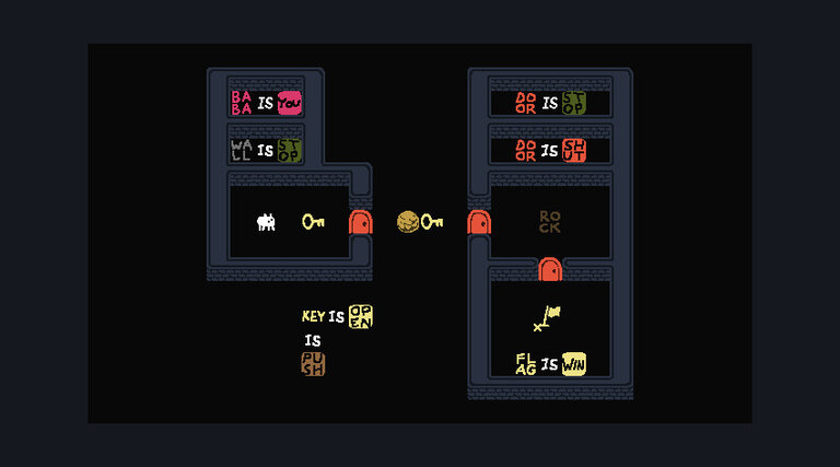 The rules in the game are set by interactable blocks