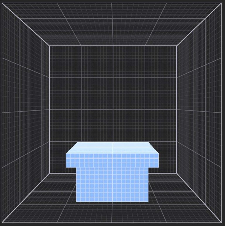 The top half of a blue column