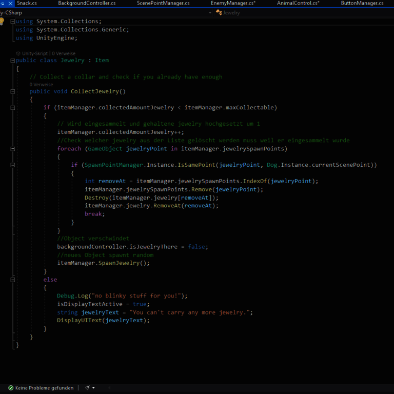 Methode-zum-Einsammeln-von-Schmuckstücken Methode zum Einsammeln eines Schmuckstücks in Visual Studio