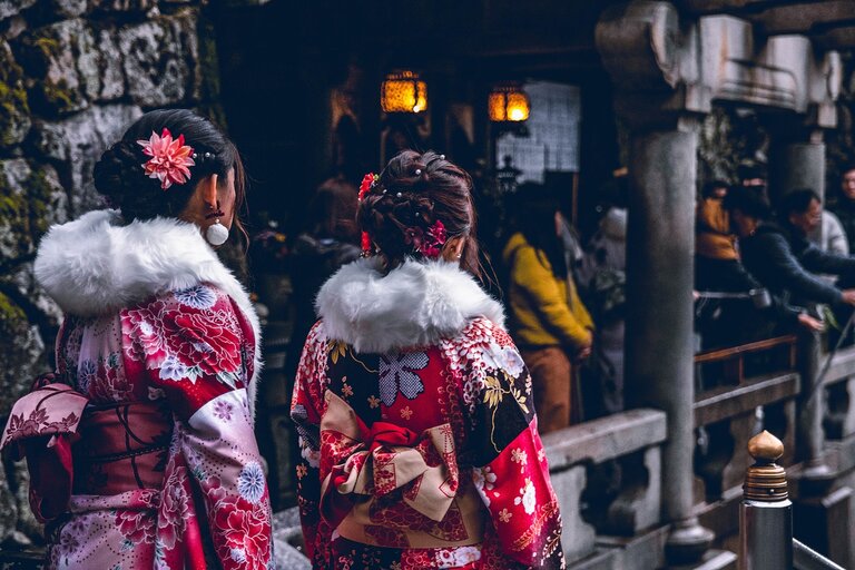 two woman in kimonos
