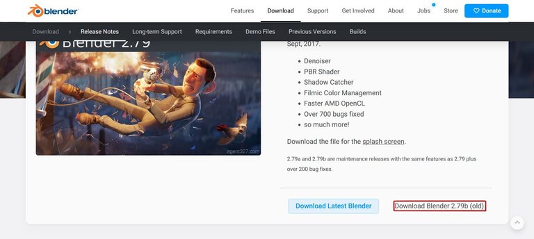 Blender website with a button outlined in red