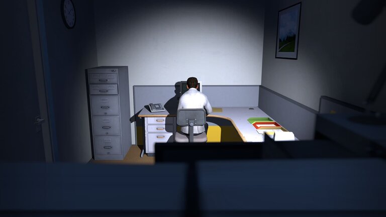 A view of Stanley at his desk in The Stanley Parable