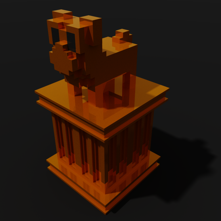 Golden dog on a golden pillar
