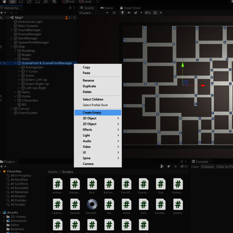 Erstellung-des-Game-Objekts-ScenePointManager Erstellung des Game Objekts SceneViewManager in der Hierarchy
