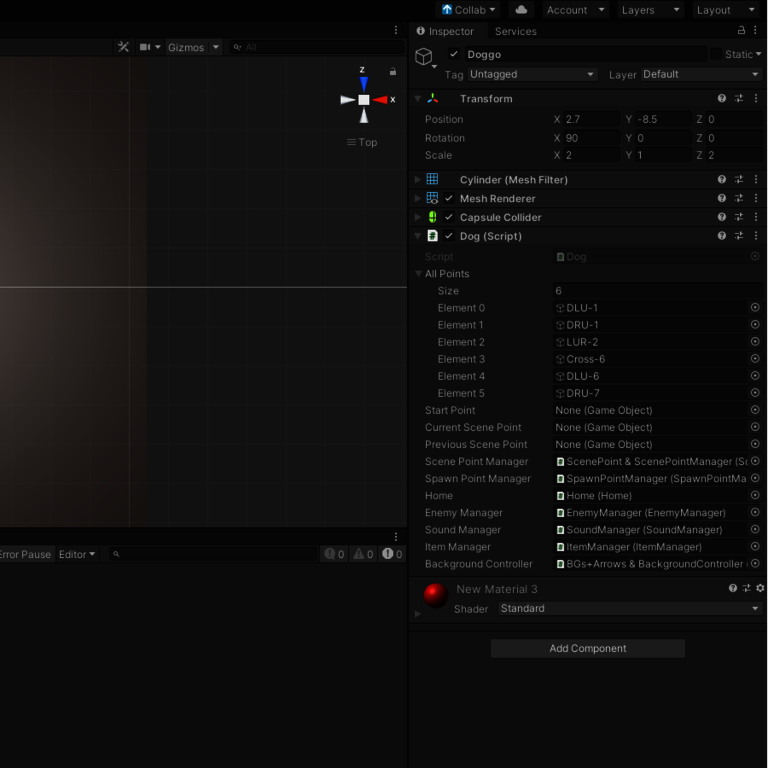 Konfiguration-von-Dog-Skript-in-Unity Erstellung eines Skripts im Scripts Ordner