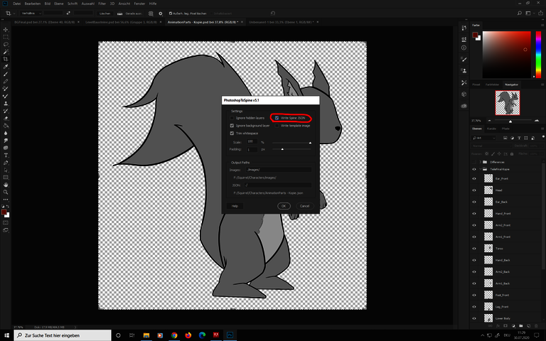 Creating a JSON file in Photoshop
