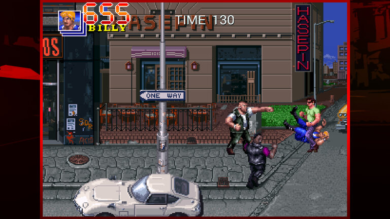 An excerpt from Double Dragon in which several men fight on the street