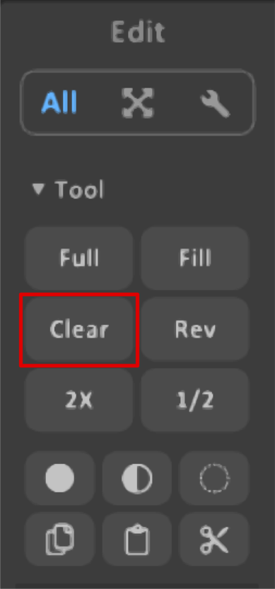  Die Option Clear im Bereich Edit rot umrandet