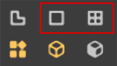 The two icons Display Frame and Display Grids have a red border