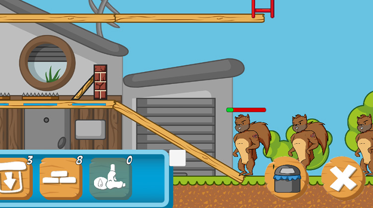 Test-Build in Unity In game footage of a first test version, in the Unity Engine. Gain Squirrels storm the base and, through traps and defense systems, gain first damage.