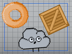 Die Abbildung zeigt einen goldenen Ring, eine Wolke mit einer Brille und einen Holz Container.