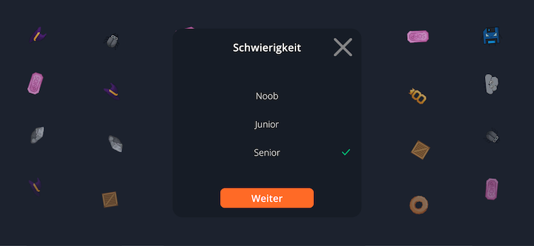 Die Abbildung zeigt das UI der Schwierigkeitseinstellung.